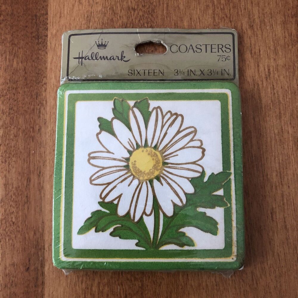 Hallmark Coaster Set Flower Daisy 16 Pieces Party Entertaining VINTAGE NEW